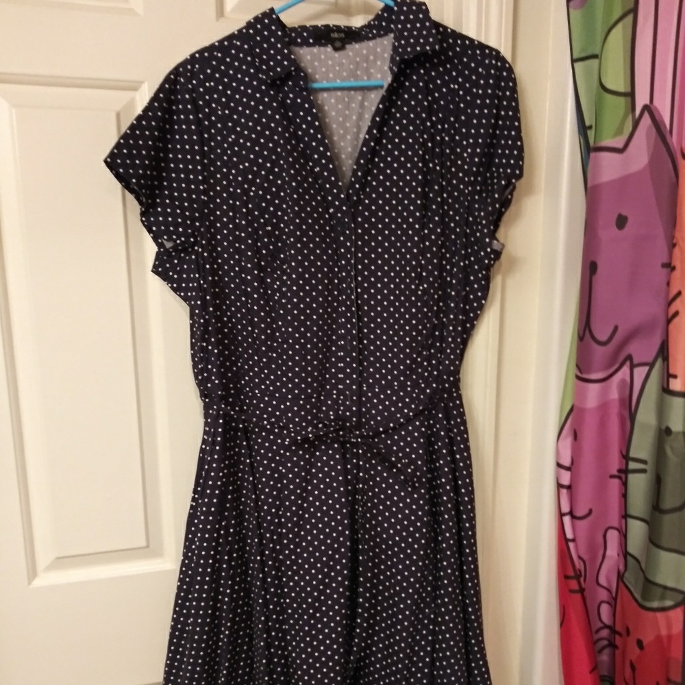 Navy Polka Dot Dress